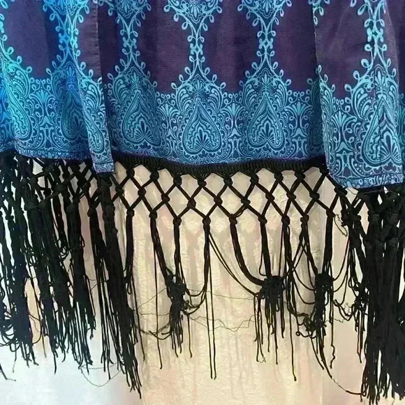 ANTHROPOLOGIE 100% Silk Kimono Colorful Boho Chic Lightweight Cover up Sz M - Picture 5 of 5